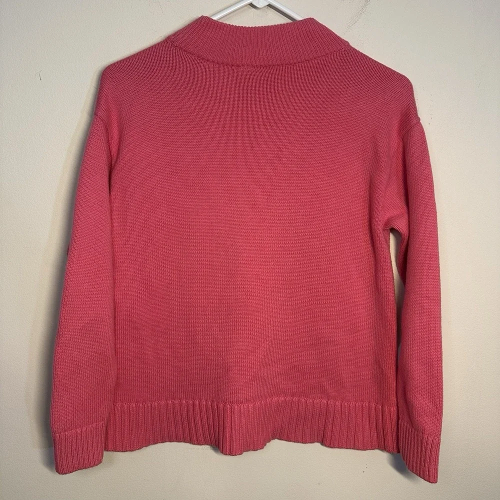TALBOTS HONEYCOMB HIGH LOW MOCKNECK SWEATER WOMENS SIZE M Petites Pink Pulllover